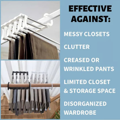 Nestora 5-in-1 Stainless Steel Space Saving Clothes Hanger | Wardrobe Organizer Rack