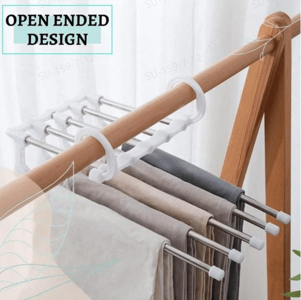 Nestora 5-in-1 Stainless Steel Space Saving Clothes Hanger | Wardrobe Organizer Rack