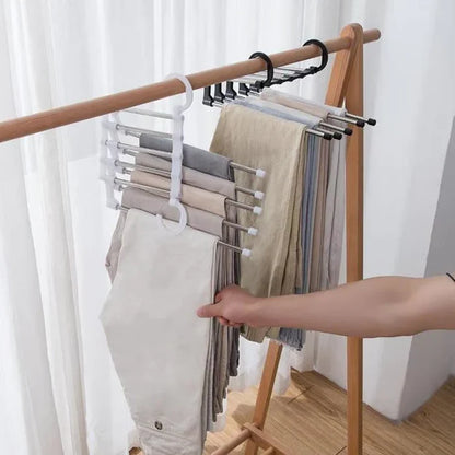Nestora 5-in-1 Stainless Steel Space Saving Clothes Hanger | Wardrobe Organizer Rack