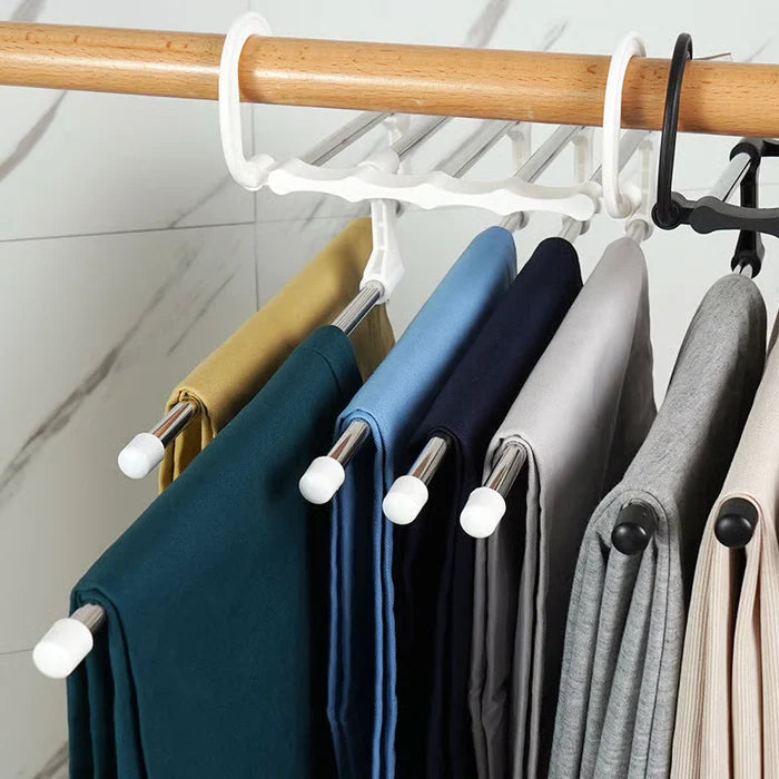 Nestora 5-in-1 Stainless Steel Space Saving Clothes Hanger | Wardrobe Organizer Rack