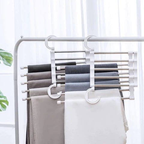 Nestora 5-in-1 Stainless Steel Space Saving Clothes Hanger | Wardrobe Organizer Rack