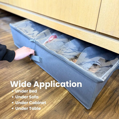 Nestora Under Bed Shoe Organizer – Dustproof Storage Bag for 12 Pairs