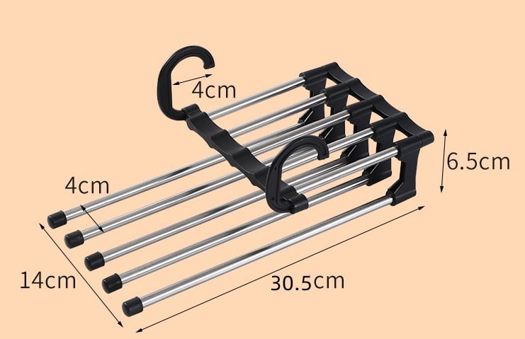 Nestora 5-in-1 Stainless Steel Space Saving Clothes Hanger | Wardrobe Organizer Rack