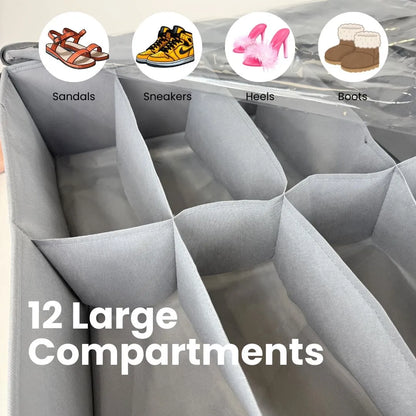 Nestora Under Bed Shoe Organizer – Dustproof Storage Bag for 12 Pairs